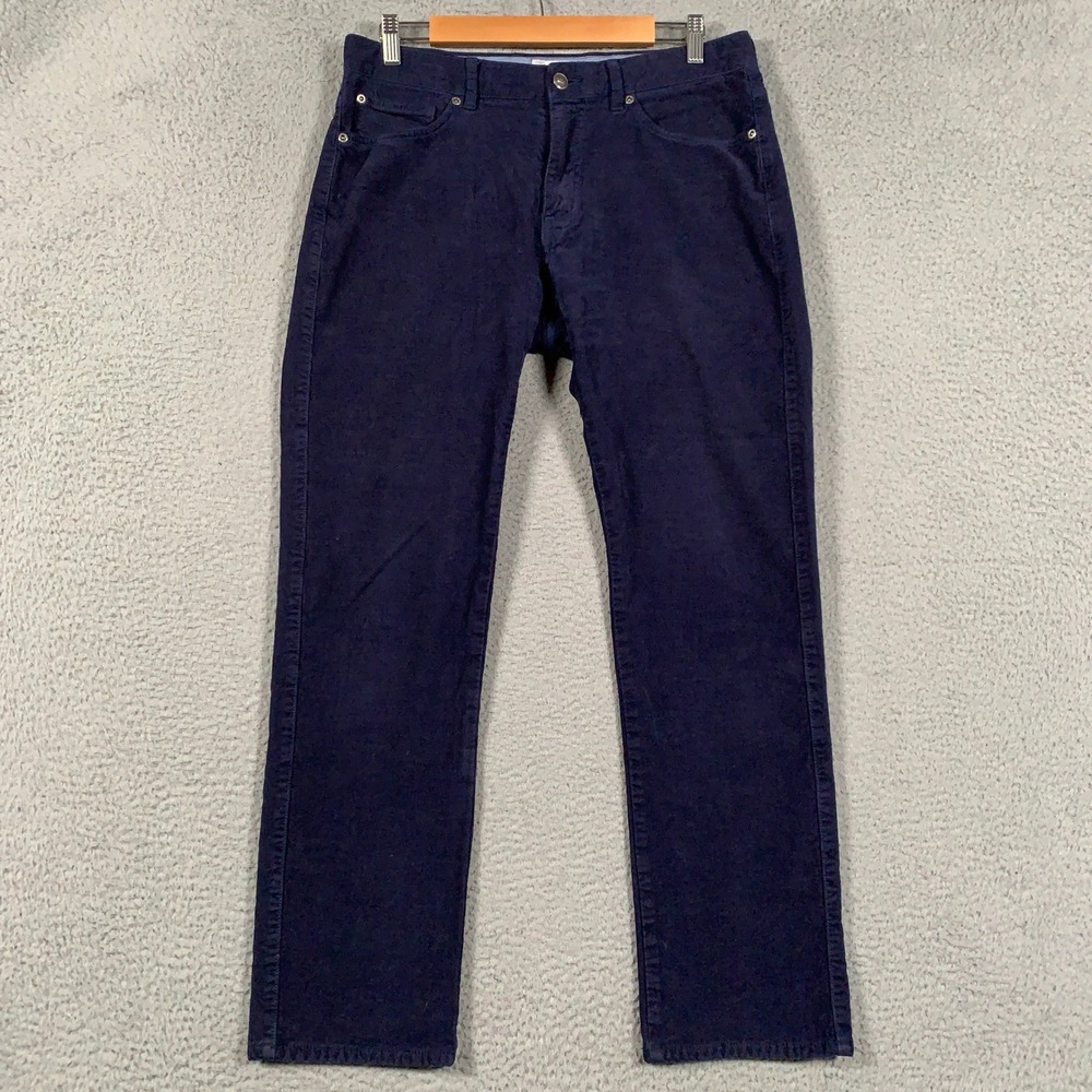 Peter Millar Superior Soft Corduroy Pants Mens 32 Navy Blue Straight Five-Pocket